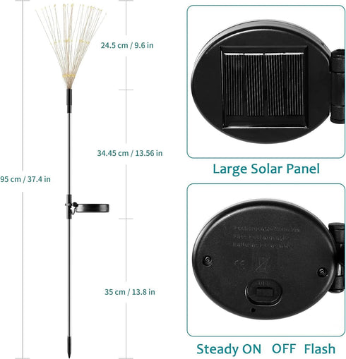 JJGoo Solar Garden Lights Solar Firework Lights, 2 Pack 180 LEDs 2 Lighting Modes Solar Lights Outdoor Waterproof for Garden Patio Walkway Pathway...