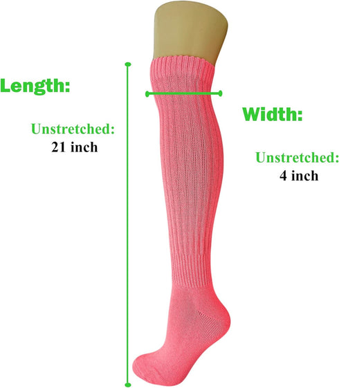 AWS/American Made 2 Pairs Cotton Slouch Socks Scrunch Knee High Socks Shoe Size 5-10...