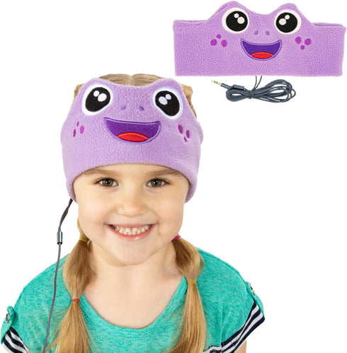 CozyPhones Kids Headphones, Headband Earphones for Children Baby & Toddlers 1-3, Stretchy & Comfy Travel Accessories - Purple Frog...