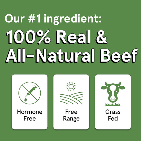 Real Meat Dog Treats - 4oz Bag of Bite-Sized Air-Dried Beef Jerky for Dogs - Grain-Free Jerky Dog Treats Made up of 95% Human-Grade, Free-Range, G...