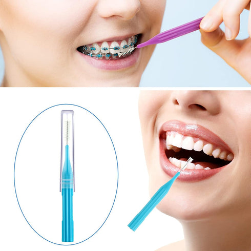 50 Pieces Braces Brush for Cleaner Interdental Brush Toothpick Dental Flossing Head Oral Hygiene Flosser Tooth Cleaning Tool...