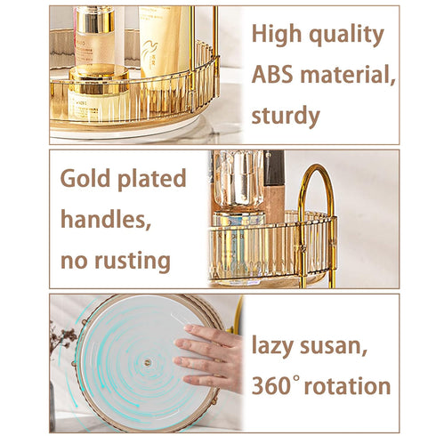 Lazy Susan Rotating Makeup Organizer for Vanity, High-Capacity Skincare Clear Make Up Storage Perfume Organizers Cosmetic Dresser Organizer Counte...