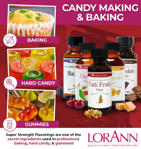 LorAnn Oils Super Strength Flavoring - Used For Candy Making, Flavoring Extracts, Baking, Hard Candy, and Flavor Oils - Bold, Natural Flavors 4X S...