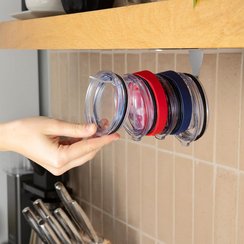 ELYPRO - Tumbler Lid Organizer, Under-Cabinet Cup Lid Holder for Stanley, Yeti, Hydro Flask, Self-Adhesive Under-Cabinet Mount, Kitchen Cabinets a...