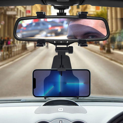 Cellet Vehicle Rear View Mirror Phone Holder Mount Universal Smartphone Cradle Compatible to iPhone 14 Pro Max Plus 13 12 11 XR XS SE Galaxy Z Fli...