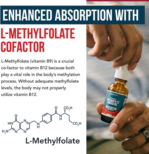 BioActive Vitamin B12 5000 mcg | Contains 3 BioActive Forms B12 Plus Methylfolate Cofactor - Methyl B12, Adenosyl B12 & Hydroxy B12 | Sublingual F...