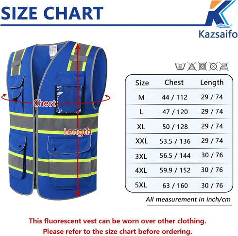 Safety Vest for Men Women 9 Pockets High Visibility Safety Vests with Reflective Strips Hi Vis Reflective Construction Work Vest,Meets ANSI/ISEA S...