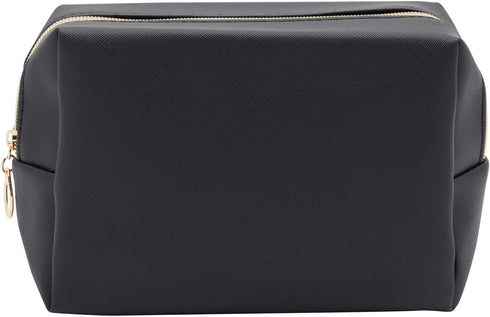 3 Pack Faux Leather Makeup Bag with Zipper, Travel Cosmetic Pouches (3 Neutral Colors)...