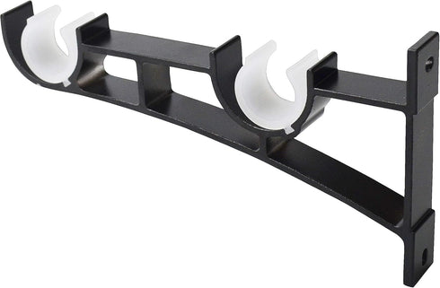 AddGrace Double Curtain Rod Brackets Set of 4 for Drapery Rod Window Hardware Rod Holders (Black)...