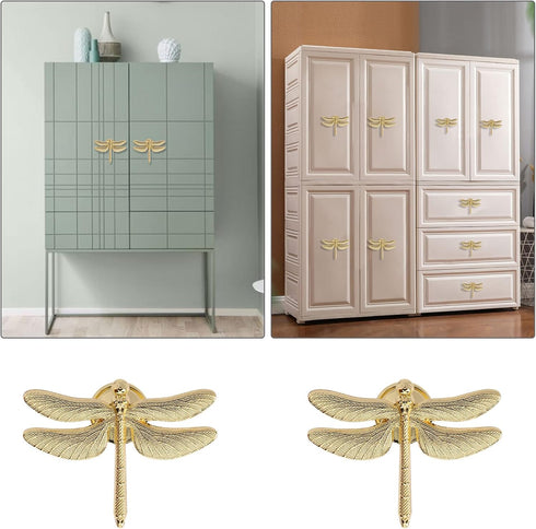 4PCS Dragonfly Knobs Handles Unique Dragonfly Shape Decorative Handles with Mounting Screws Furniture Hardware Accessories for Cabinet Wardrobe Dr...