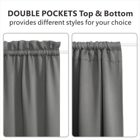 Aquazolax Blackout French Door Curtains - 72 Inch Rod Pocket Curtain for Closet Without Doors Thermal Insulated Front Door Curtains for Glass Wind...