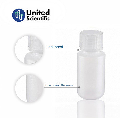 United Scientific™ BNM090-PK6 Leakproof 3oz (90mL) Travel Bottle | HDPE bottle with lined Polypropylene lid | TSA Approved | Pack of 6 Bottles...