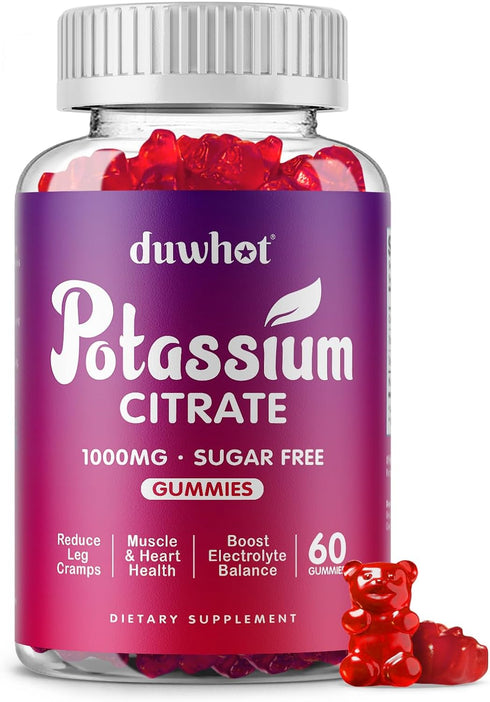Potassium Citrate 1000mg Gummies, Potassium Supplement for Adults Women & Men, Support Leg Cramps & Muscle Health, 60 Chewables...