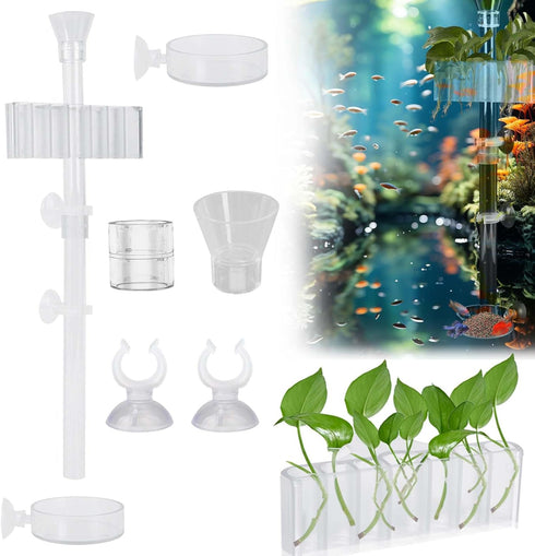 Fish Feeding Tube Aquarium Plant Holder Kit?Fish Feeder for Aquarium?Plant Holder for Fish Tank?Removable Adjusted Length Shrimp Feeding Dish?Plan...