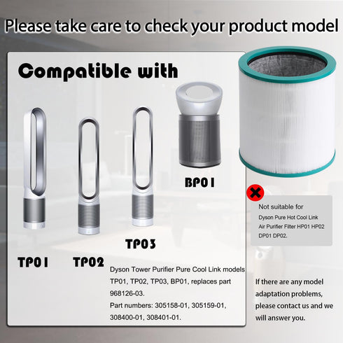 Filter Replacement, for Dyson Pure Cool Link TP02, TP03, Dyson Tower Purifier, 968126-03...