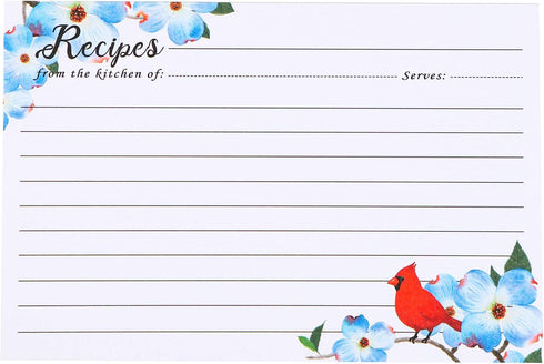 COFICE Recipe Cards 4x6 Inch, Cut Thicken Card Stock Double Sided Recipe Cards, 50-Pack (Bird)...