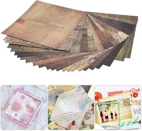 Scrapbook Collection Kit, 48 Sheets Scrapbook Premium Paper Pattern Paper Pack DIY Scrapbook Paper Album Scrapbook Pattern Greeting Cards Junk Jou...
