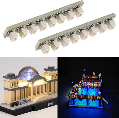 eMagTech 3pcs 8-Port Expansion Boards DIY Kit Compatible with LEGO Other Building Blocks for LED Lights, Cables, Power Options, 31.6 x 6.5 mm...