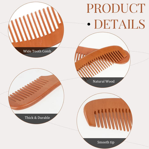 2 PCS Hair Comb, Handmade Wooden Comb, Natural Sandalwood Wide Tooth Comb, Small Fine Tooth Wood Comb for Women for Detangling Styling Wet or Dry ...