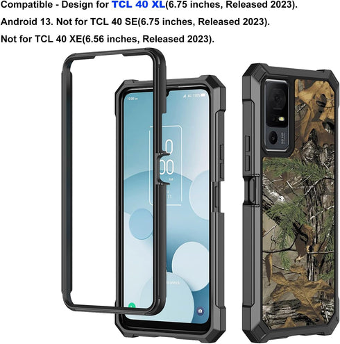 Ailiber for TCL 505 Phone Case, Jitterbug Smart 4/TCL 40 T/TCL 40XL Case with Screen Protector, Dual Layer Protection, Shockproof Corner TPU Bumpe...