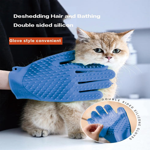 4-in-1 Pet Grooming Gloves for Washing and Hair Removal,Gentle Double-Side Brush Gloves Effective in Removing Pet Hair and Stain for Dog &Cat & Ho...