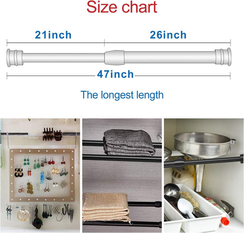 AIZESI Spring Tension Curtain Rods Short Tension Rod (Black,28" to 38"-3Pcs)...