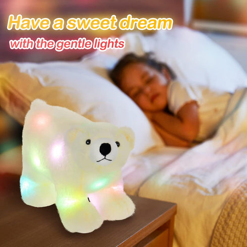 Glow Guards Light up Polar Bear Stuffed Animal Soft Plush Toy with LED Night Lights Nursery Songs Glow Bedtime Pal Children's Day Gifts for Toddle...