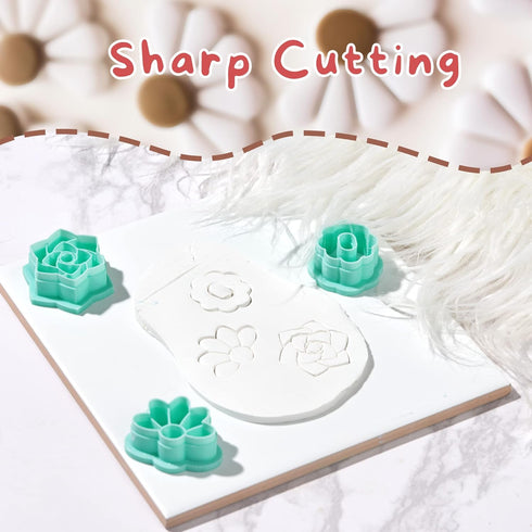 TAINSKY Flower Shape Polymer Clay Cutters set, 12 Shapes Clay Earrings Cutters for Polymer Clay Jewelry, Plastic Clay Earring Cutters for Polymer ...
