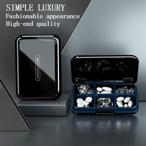 DUBSTAR Travel Pill Organizer Moisture WaterProof Small Pill Box for Pocket Purse 6 Compartments Portable Pill Case Medicine Vitamin Holder Contai...