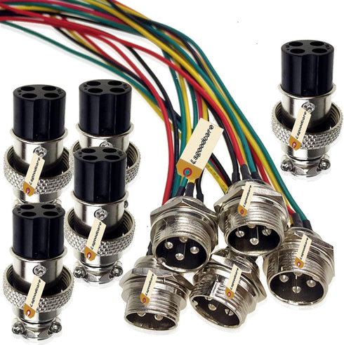 Lsgoodcare 10Pcs GX16-4pin Male Aviation Connector Power Electrical Terminal Socket with 20Awg 7.87Inch Cable & 16MM 4Din Female Plug Sockets...