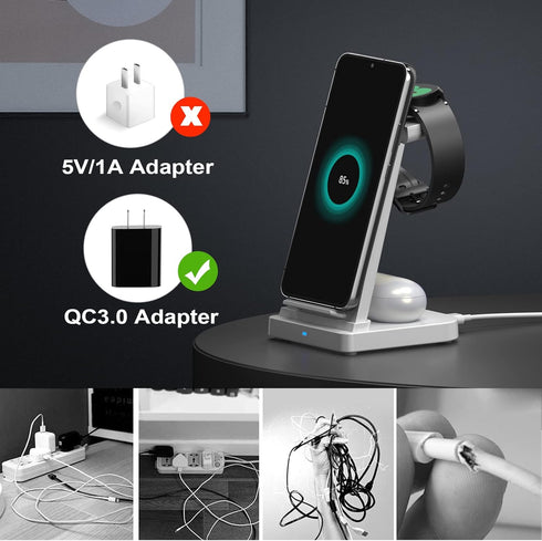 Wireless Charger Stand Charging Station for Samsung Galaxy Watch 6(Classic)/5(Pro)/4/3 Galaxy S23 S22 S21 S20(Plus/Ultra)/Z Flip/Fold 4 3 Note20 1...