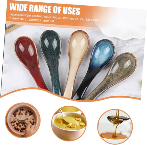 4pcs Japanese Spoon Coffee Decor Silverware Spoons Japandi Decor Dessert Spoons Oatmeal Spoons Condiments Spoon Creative Porridge Spoons Porridge ...