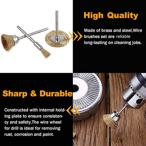 90 Pcs Wire Brushes Set, Rocaris Brass Wire Wheels Pen Brushes Set Kit Accessories for Rotary Tool...
