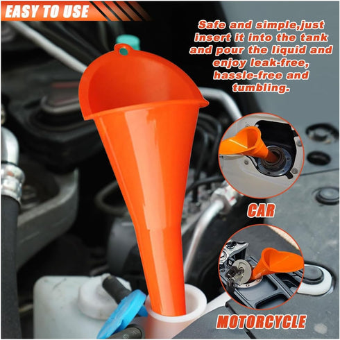4PCS Long Neck Oil Funnel, Multi-Purpose Spill Saver Funnel, Plastic Funnel for Filling Automotive Oils Lubricants Engine Oils Water Diesel Fuel K...