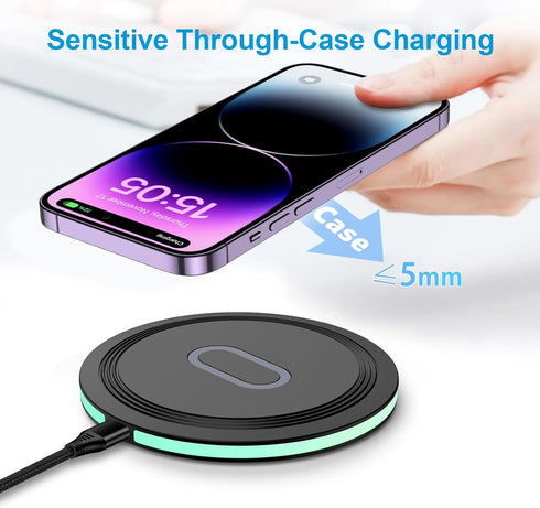 Samsung Fast Wireless Charger Pad, 2 Pack 15W Wireless Charging Pad Fast Charging Station for Samsung Galaxy S24 S23 FE S23 S22 S21 Note 20,iPhone...