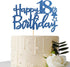 Royal Blue Glitter Happy 18th Birthday Cake Topper - 18 Sign Cake Topper - Cheers to 18 Years Party Supplies - 18th Birthday Party Decorations...