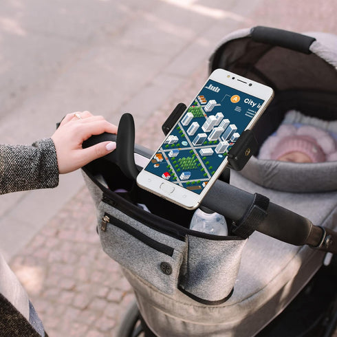 2 Pcs Stroller Phone Holder Portable Cell Phone Holder Stand Universal Stroller Accessories for Parent Baby Toddler Phone Clamp with Non Slip Sili...