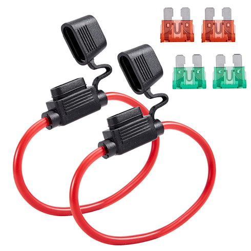 FEBRYTOLD 10 Gauge Inline Fuse Holder - Waterproof Pigtail Fuse Relay with 2 Pack 30AMP & 40AMP Blade Fuses for Car, Truck, Boat & Motorcycle...