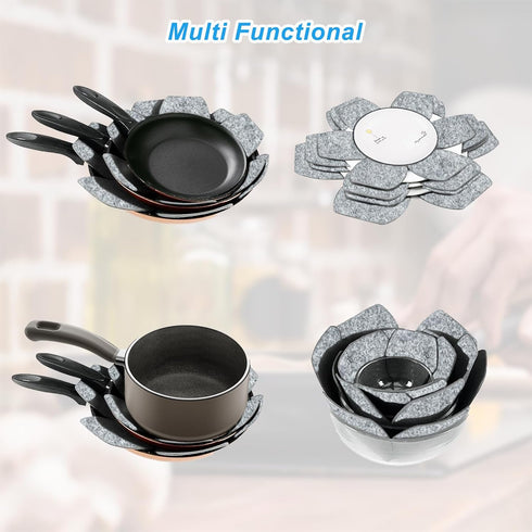 Pot and Pan Protectors, 6 Pack Pan Protectors in 3 Sizes, Pot Separator for Stacking, Anti-Slip Pan/Pot Dividers to Avoid Stratching or Marring, P...