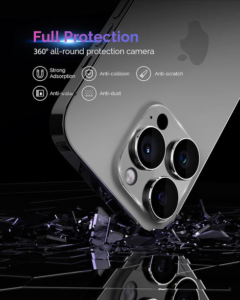 for iPhone 14 Pro and iPhone 14 Pro Max Camera Lens Protector Aluminum Alloy Plus Acrylic + 9H Tempered Glass Camera Screen Protector Full Coverag...