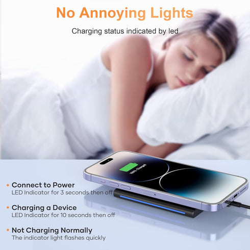 Wireless Charger, 15W Max Wireless Charging Pad Compatible with iPhone 15/14/13/12/SE/11/11 Pro/XS Max/XR/X/8, AirPods, Wireless Charge Mat for Sa...