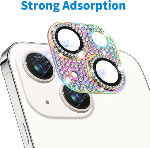 for iPhone 14 and iPhone 14 Plus Camera Lens Protector, Bling 3D Rhinestone Sparkle Diamond 9H Tempered Glass Camera Cover Anti Scratch Shockproof...
