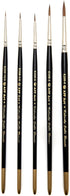 AIT Art Premium Detail Brush Set, 5 Pure Kolinsky Russian Red Sable Paint Brushes, Handmade in USA for Ultimate Details with Oil, Acrylic, and Wat...