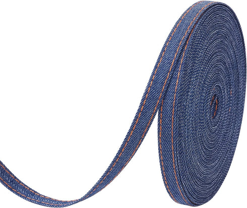 10.9 Yards Stitch Denim Ribbon 10mm Jeans Cloth Trim Ribbon Marine Blue Cloth Ribbon Trim Garment Accessories for DIY Crafts Hairclip Accessories ...
