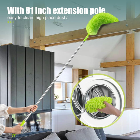 Dusters for Cleaning, Duster with 81 inch Extension Pole for Cleaning High Ceiling Fan, High Window, Sofa, Cobweb Duster for High Corner, 11 PCS M...