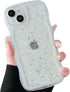 Qokey for iPhone 14 Plus Case 6.7" Curly Wave Edge Design Transparent Bling Glitter Star Shiny Case Cute Clear Transparent Full Protection Soft TP...
