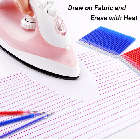 Heat Erasable Fabric Marking Pens with 28 Refills for Tailors Sewing, and Quilting Dressmaking, 4 Colors Heat Erase Pens for Fabrics....