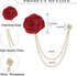 4pcs Rose Lapel Brooch with Hanging Chain, Handmade Rose Flower Brooch Badge Tassel Chain Men's Suit Accessories...