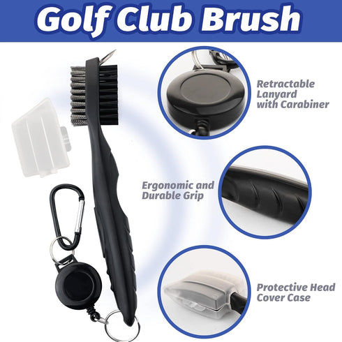Golf Towel Set, Golf Club Cleaning Kit - 3 Microfiber Waffle Pattern Golf Towels & Golf Club Brush Groove Cleaner & Divot Repair Tool, Golf Towels...
