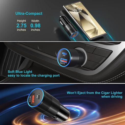 Car Charger Fast Charging Type C, Excgood Super Fast Charger Kit Set 25W USB C Wall Charger Adapter for Galaxy S24 Ultra S23 FE S22 S20 A54 A53 A1...